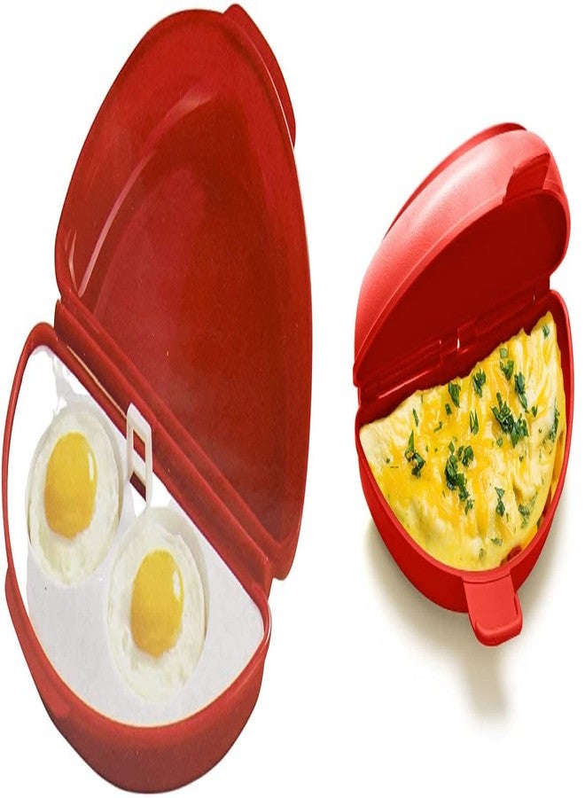 AMBSS SYS Two in One -Microwave Omelet Maker + Egg Poacher All In One Dish On The Go Quick N Easy Breakfast BPA Free Plastic - Image 1